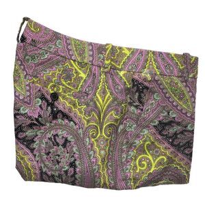 J Crew Women's Cafe‎ Capri Pants Sovereign Paisley Boho Print Lilac Chartreuse 6
